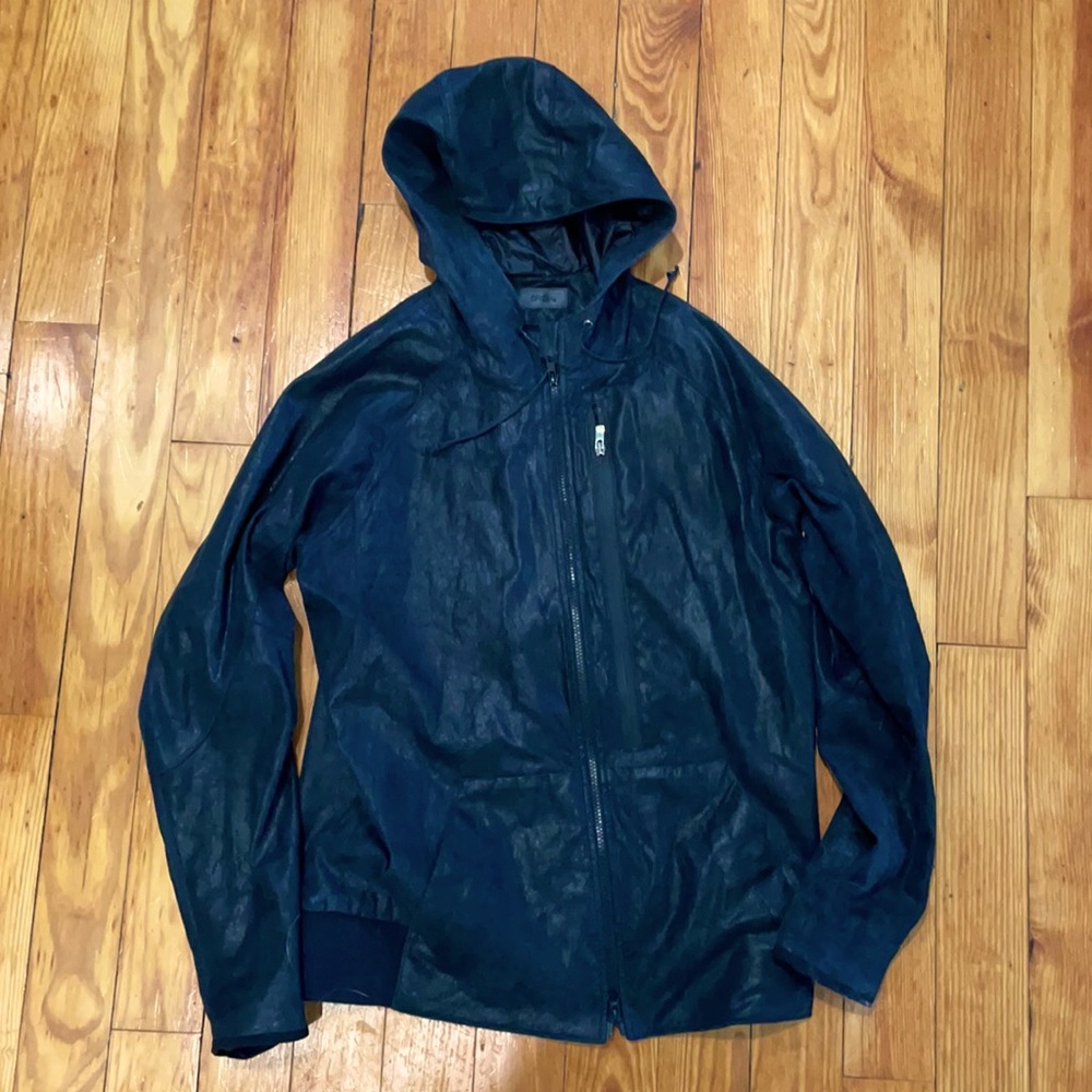 DROMe xl leather jacket with hood.